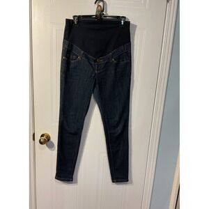 Thyme Maternity Jeans Women S Dark Blue Excellent Skinny Full Belly T09-87472S